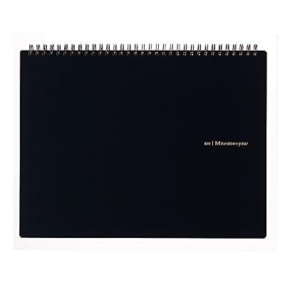 Maruman Mnemosyne Grid Notebook- Horizontal A4 Layout, 8.27 x 11.69, 70 Sheets / 140 Pages, 5mm Graph Paper Journal, Perforated Pages & Wire-Bound to Lay Flat, Black, Made in Japan