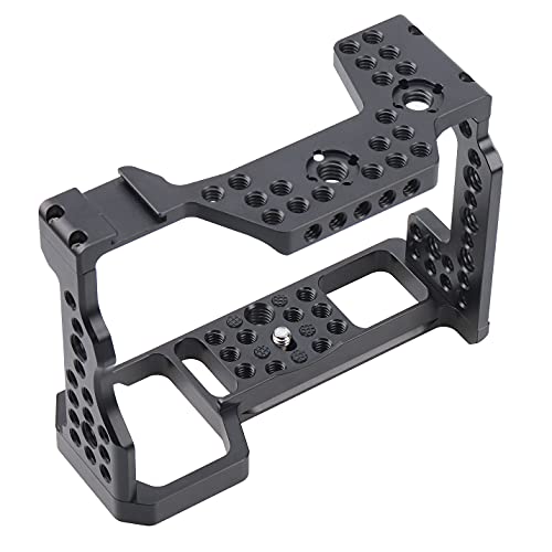 Image of FocusFoto Camera Cage Video Filmmaking Stabilizer Rig Aluminium Alloy Extension Frame with Cold Shoe and 1 /4 inch 3 /8 inch Screw Mouting for Sony A9 / A7RIII / A7III / A7RM3 / A7M3 / A7R3 Camera