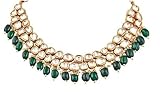 Fashion Empire Traditional Green Gold Plated Polki Necklace Set with Maangtikka | Indian Ethnic Polk