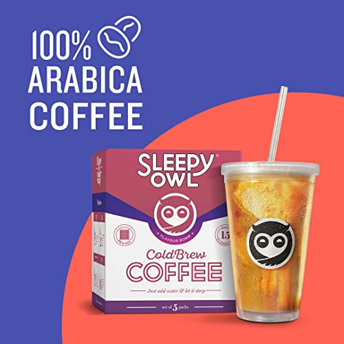 Image of Sleepy Owl Coffee Flavour Bomb Cold Brew Packs | 5 Flavours | Set of 5 Packs - Makes 15 Cups | 3 Step Brew - No Equipment Required | Cold Brew Coffee | 100% Arabica Beans