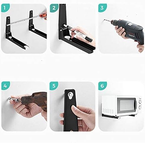 Eidoct 304 Stainless Steel Microwave Mount Bracket, Retrackable Foldable Microwave Oven Wall Mounted Stand Holder Rack Bracket for Home Kitchen Accessories, Black