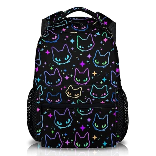 Girls Backpack, Cat Bacpacks for Kids School Toddler, Primary, Kindergarten, Senior, 17 Inch Durable Comfort Black Cat Bookbag for School Travel