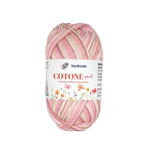 Image of Vardhman Cotone Print Cotton Acrylic Yarn 6 Ply Fine Weight Yarn | Pack-1