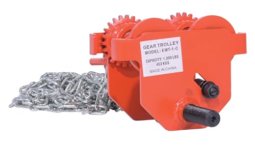 Chariot à chaîne manuelle Vestil E-mt-1-c en acier, capacité 453 kg pour poutre en I