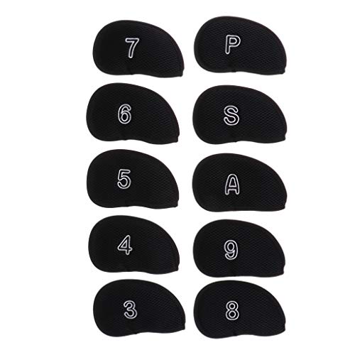 YIJU 10 Unidades de Poliéster para Taco de Golfe Capas Protetora de Ferro em Cunha - Preto