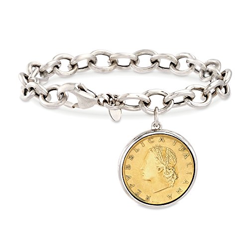 Ross-Simons Italian Genuine 20-Lira Coin Charm Bracelet in Sterling Silver4