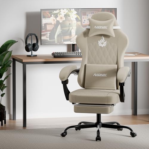 NIONIK Gaming Stuhl Einsteigermodell, Ergonomischer Computerstuhl mit Verstellbarer Höhe und Rückenlehne… – Ansicht 2