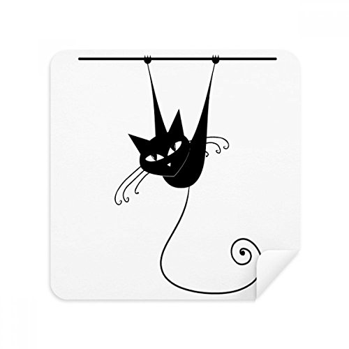 Chiffon de nettoyage chat noir Halloween en suède pour lunettes et écrans, lot de 2