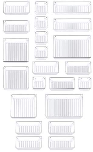 Kootek 22 Pcs Desk Drawer Organizer Set 5-Size Bathroom Drawer Tray Dividers Versatile Storage Bins Plastic Vanity Trays Organizers Divider Container for Dresser Makeup Kitchen Utensil Office