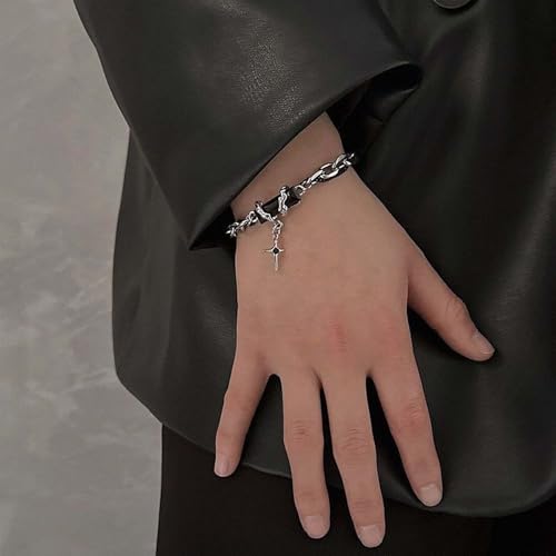 Image of 2 PCS Gothic Chain Bracelet for Men, Stylish Double Chain Punk Bracelet for Men, Alloy Men Bracelet for Gifts, Fashion Jewellery for Diwali, Christmas, Birthday