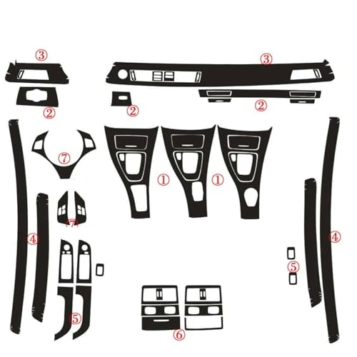 Autocollant poignée de porte 5D noir carbone BMW E90 E91 accessoire console centrale