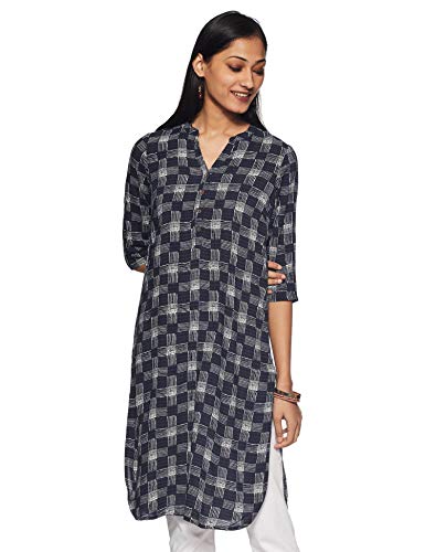 Indigo By Clarks Women’S Rayon Straight Kurta (Aw20/Ind-2030_ Grey_ Small)