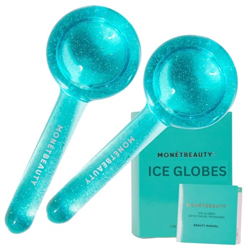 MonétBeauty Ice Globes for Face, Freezer Safe and Highly Effective Facial Globes for Daily Beauty Routines, Face Roller to Tighten Skin, Reduce Puffiness, Enhance Circulation and Complexion (Blue)
