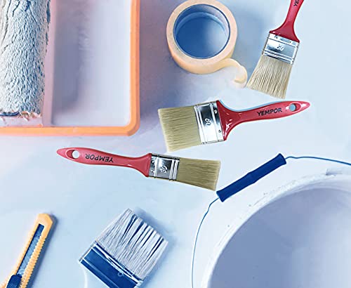 YEMPOR Lasurpinsel Malerpinsel Flachpinsel Lack Pinsel Borstenpinsel,Borstenstärke 14 Rot