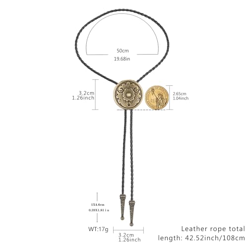 Image of GelConnie Native American Bolo Tie Rodeo Cowboy Leather Necktie Western Necklace Costume Accessories for Men,Women