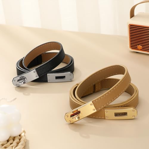 IAKING Women Skinny Leather Belt with Turn-lock Buckle Adjustable Belt for Women Womens Belts for Jeans Pants Dresses yinhei 105cm4
