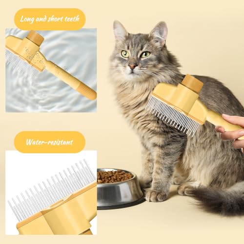 2 Stück selbstreinigende Katzenbürste & Hundebürste - Ein-Knopf-Haarauswurf mit Massagefunktion, Entfilzungswerkzeug für Langhaarkatzen und Kurzhaarhunde