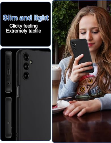 Image of Elzzi Microfiber Candy Case for Samsung A35 5G Smooth Touch Cushion Liquid Soft Silicone Gel Rubber Phone Cases Non-Slip Full Body Protective Shockproof Back Cover - Black