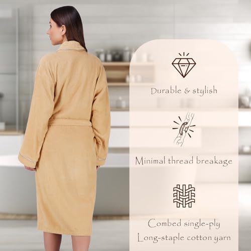 Image of Rangoli Sunshine 100% Cotton Bathrobes For Women, 500 GSM Free Size Bath Robe With Rope,Ultra-soft, Lightweight & Highly Absorbent Luxurious Bath Gown /Bath Robe