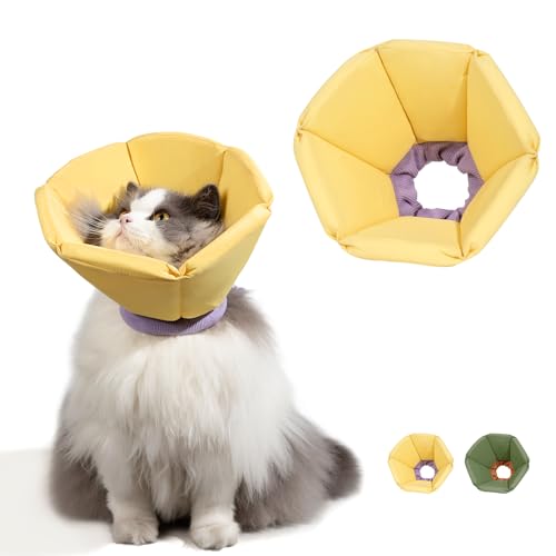 Collar de recuperación para gatos impermeable amarillo L 2