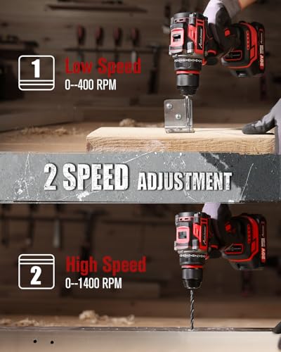 AVID POWER Brushless Power Drill Set, 20V Cordless Drill Driver Kit with 2.0Ah Battery and Charger, 3/8-Inch Metal Chuck, 355 In-lbs Torque, 2-Variable Speed, 26 Position and 22pcs Accessories thumbnail 6