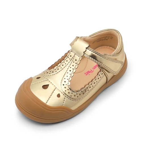 DREAM PAIRS Girls Mary Jane Dress Shoes School Uniform Toe-Protective T-Strap Ballet Flats Toddler Little Kid 5 Toddler Black