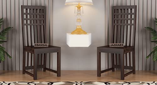 Image of Kuber Wooden Dining Chairs Set of 2 for Kitchen & Dining Room, Two Seats, Solid Sheesham Wood, Walnut Finish