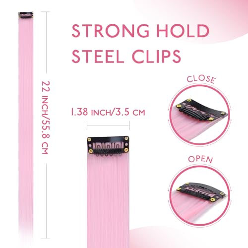 Image of WENNALIFE 12 PCS Rainbow Hair Extensions Clip in, Colored Clip in Hair Extensions for Kids Highlights Rainbow Hair Clips for Girls Synthetic Straight Pop-up Style Colorful Girls Hair Accessories