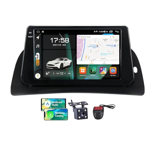 ZZPHKK 9 Zoll Android 13 Double DIN Car DAB+ Radio für Renault kangoo 2008-2015