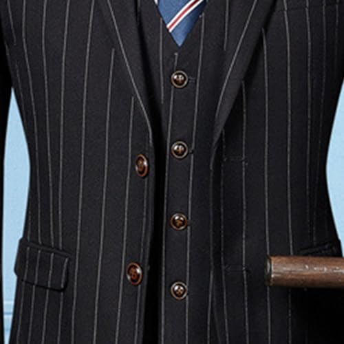 Men's Striped Slim Fit 2 Button Suit Pinstripe 2 Piece Wedding Prom Suit Stripe Business Jacket Pants for Men3