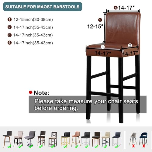 Image of Lellen Bar Stool Chair Covers Set of 4,Jacquard Bar Stool Cover Barstool Covers Slipcovers Stretch Bar Stool Covers with Backs Bar Stool Protector Covers for Kitchen Dining Room Counter Island