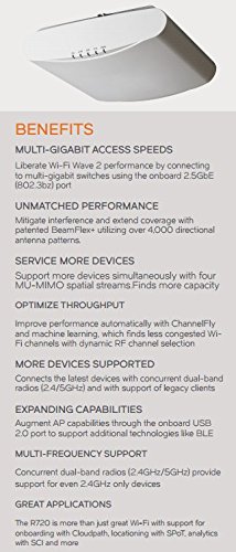 Ruckus Wireless Zoneflex R720 Indoor Access Point 901-R720-Us00 (4X4 Mu-Mimo, 802.11Ac Wave 2, Dual-Band Radios 2.4Ghz/5Ghz, Beamflex, Poe) #TOP6