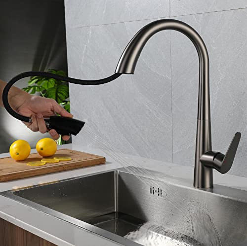 Robinet d'évier de cuisine à poignée unique en finition chrome durable