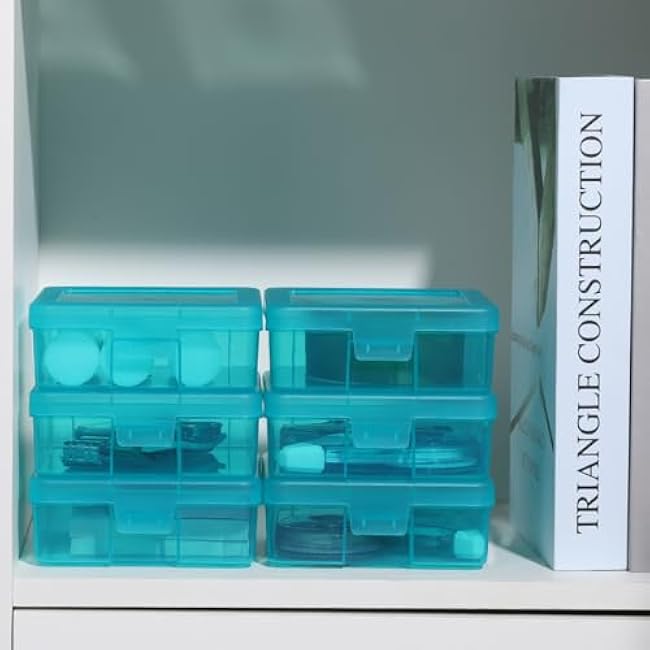 Plastic Storage Box Clear 18 Pack Stackable Storage Bins with Latching Lids Storage to Organize Lego,Crayon, Pencil and Other Small Product (Blue)