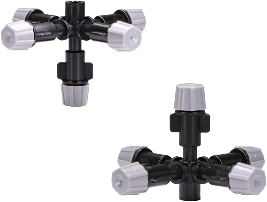 1PC Cross Atomizing 5 Heads Nozzle Garden Cooling Misting Irrigation System Adjustable Water Sprayer with 1/4" Valve