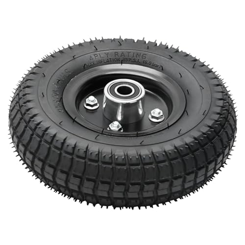 9x3.50-4 Wheel Tire with Metal Rim, Front Wheel Tire Rim with 15mm Bearing, 4 Inch Rubber Wheel Replacement for Wheelchair Tricycle Elderly Mobility Scooter Trolley 4-Wheeler Golf Cart Go Kart