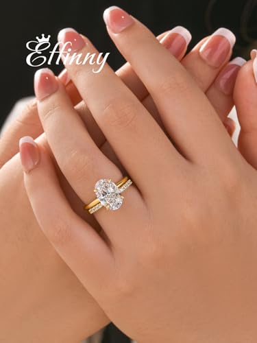 3.5ct Elongated Oval Cut Wedding Ring Set,Solitaire Engagement Ring with Open Wedding Band,925 Sterling Silver Bridal Ring Set4