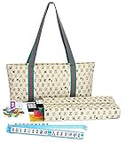 Mah Jongg Full Set Beige Designer Logo Soft Case with White Tiles and Four Color Pusher Racks
