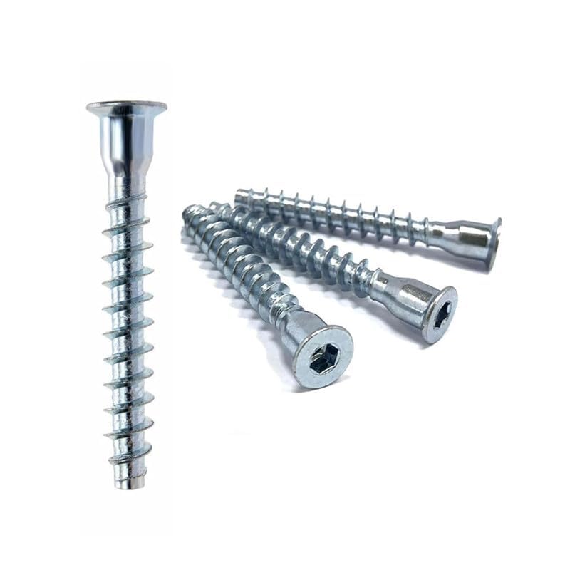 Image of By inchVP INDUSTRIES inch (Pcs-25) No.12x50 mm Allen Head Confirmative Self-Tapping Screw - White Zinc Furniture Screw for Wood Boards, Cabinets, Cupboards & Beds