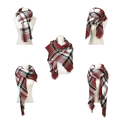 Surblue Warm Stylish Elegant British Style Color Blocking Plaid Shawl Blanket Scarf3