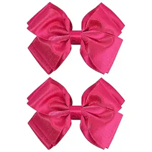 CN 4.5 Inch Hot Pink Glitter Hair Bows for Girls Alligator Clips Sparkly Satin Hair Accessories for Kids Toddler Women on Birthday Wedding Christmas and Party