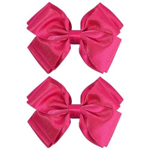 CN 4.5 Inch Hot Pink Glitter Hair Bows for Girls Alligator Clips Sparkly Satin Hair Accessories for Kids Toddler Women on Birthday Wedding Christmas and Party
