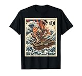 Vintage Japanese Wave Samurai DJ Retro Turntable Vinyl Art T-Shirt