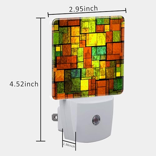Image of Night Light Plug into Wall Colorful Stained Glass Wall Night Light with Dusk to Dawn Sensor Night Light for Kid Girls Boys Women Men Room Decor, Hallway, Kitchen, Bathroom, Nursery, Stairs