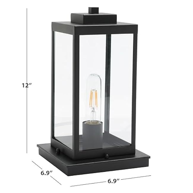 SAFAVIEH Lighting Collection Rinnah Black 12-inch Outdoor Table Lamp (LED Bulb Included)