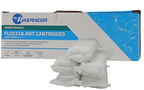 RASMACOR | Floculante en Cartuchos para Piscina 11390 | Sirve para Piscinas de flitro de Vidrio y de Arena | Clarificante para Aguas turbias | Agua cristalina (Pack 3 saquitos (3x125g))