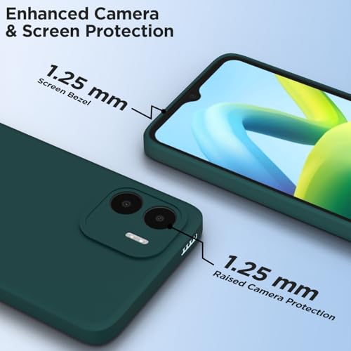Image of Outlouders Back Cover for Redmi A1 / Redmi A2 | Camera Protection | Durable Soft Matte Silicone Bumper Case (Green)