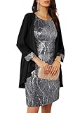 GRACE KARIN Cocktail Dresses for Wedding Guest Formal Evening Gown 2025 Women Sequin Dress Black Silver XL