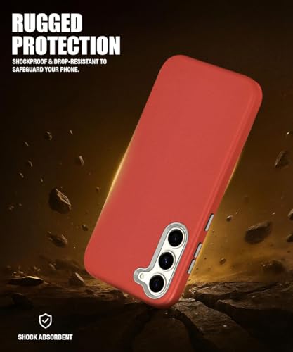 Image of WOW IMAGINE Back Cover for Samsung Galaxy S23 5G | Shockproof Tough Leather Texture Hard Mobile Case | Ultra Slim Non-Slip Grip | Inner Velvet Fabric | Metal Camera Ring - Crimson Red