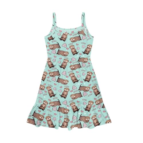 Spaghetti Straps Dresses for Girls Summer Twirly Dress Beachwear 3T-14Y2